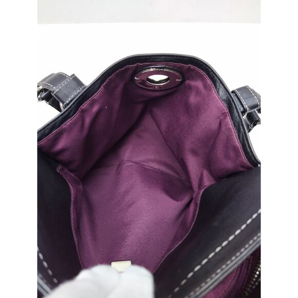 Coach Black Soft Leather Turnlock Double Handles Satchel Zipper Closure Bag - Picture 14 of 16